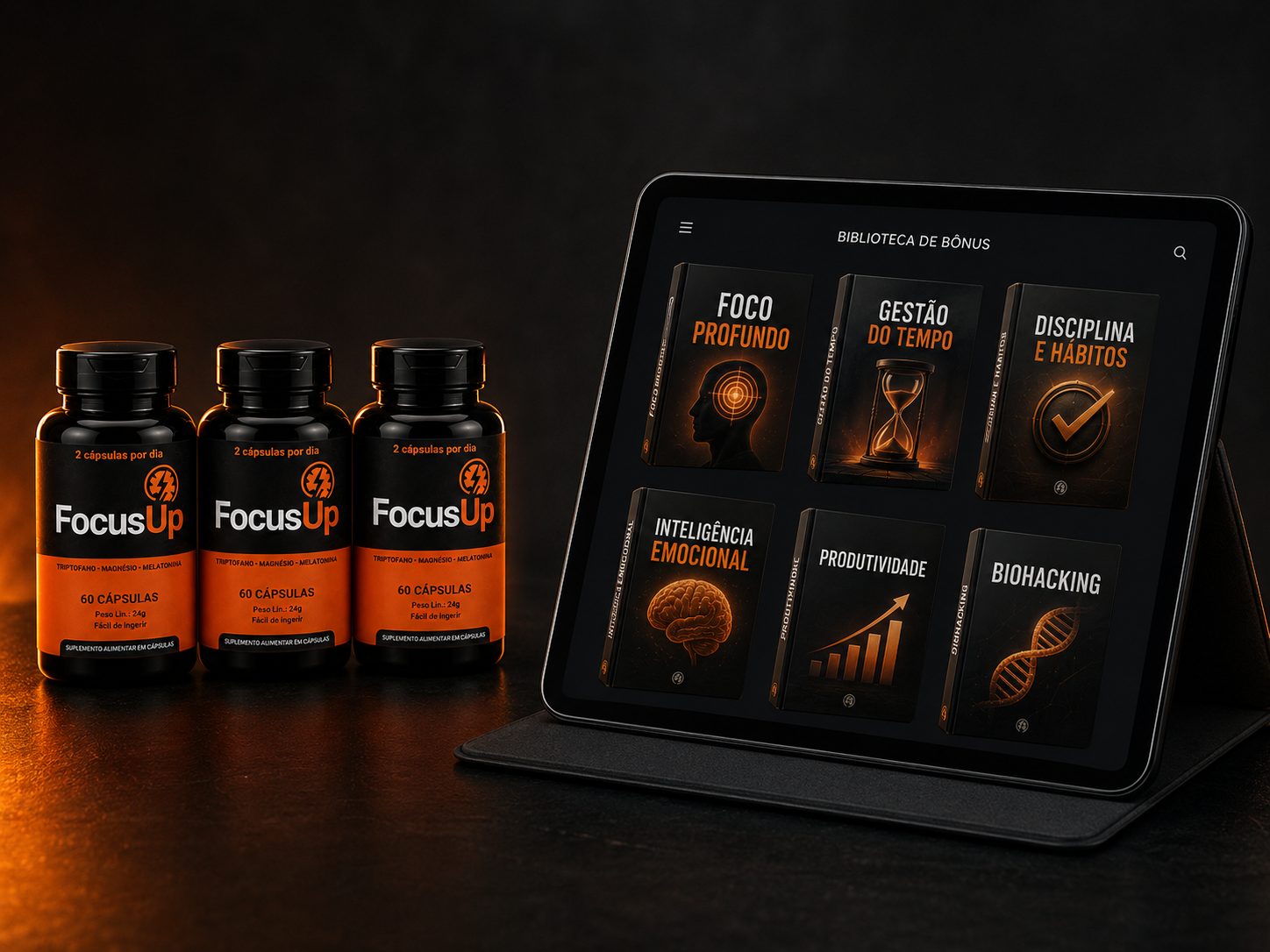Focus Up em ambiente com iluminação laranja